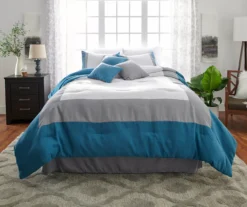 Vittorio Teal & Gray Comforter Set