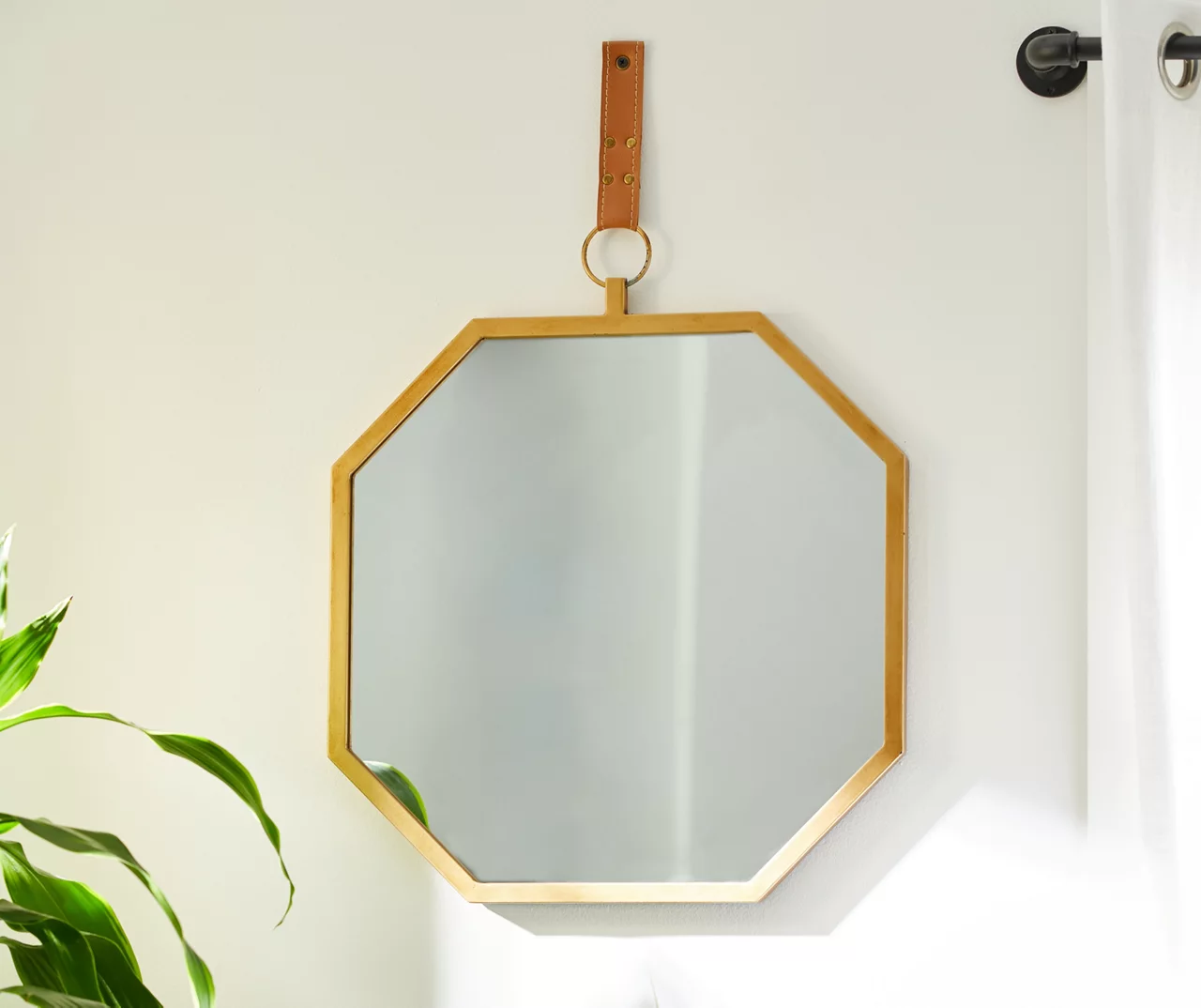 Gold Framed Octagonal Hanging Mirror - Image 3