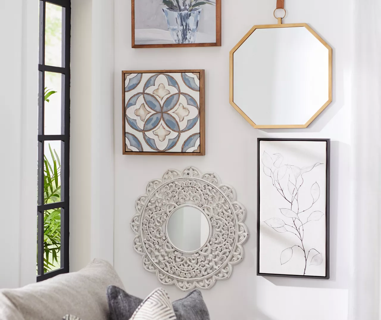 Gold Framed Octagonal Hanging Mirror - Image 5