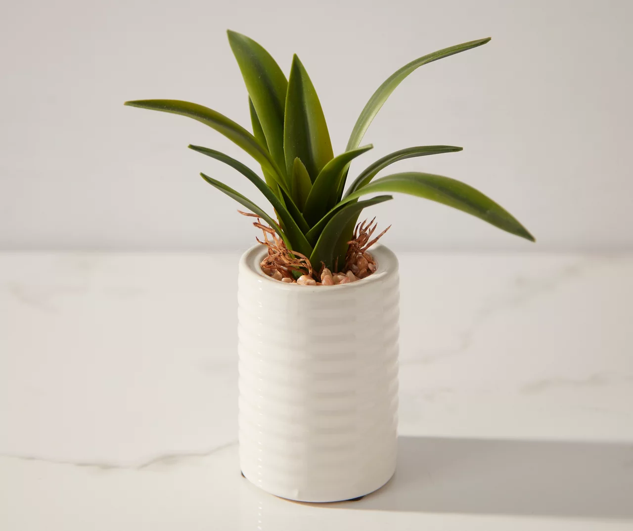 Mini Faux Greenery In White Ceramic Pot - Image 3