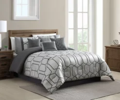 Broyhill Aslan Charcoal & Silver Jacquard 8-Piece Comforter Set