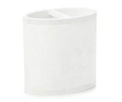 White Herringbone Toothbrush Holder