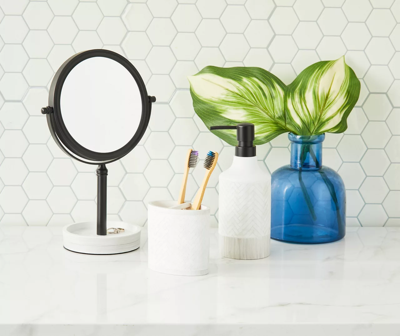 White Herringbone Toothbrush Holder - Image 2