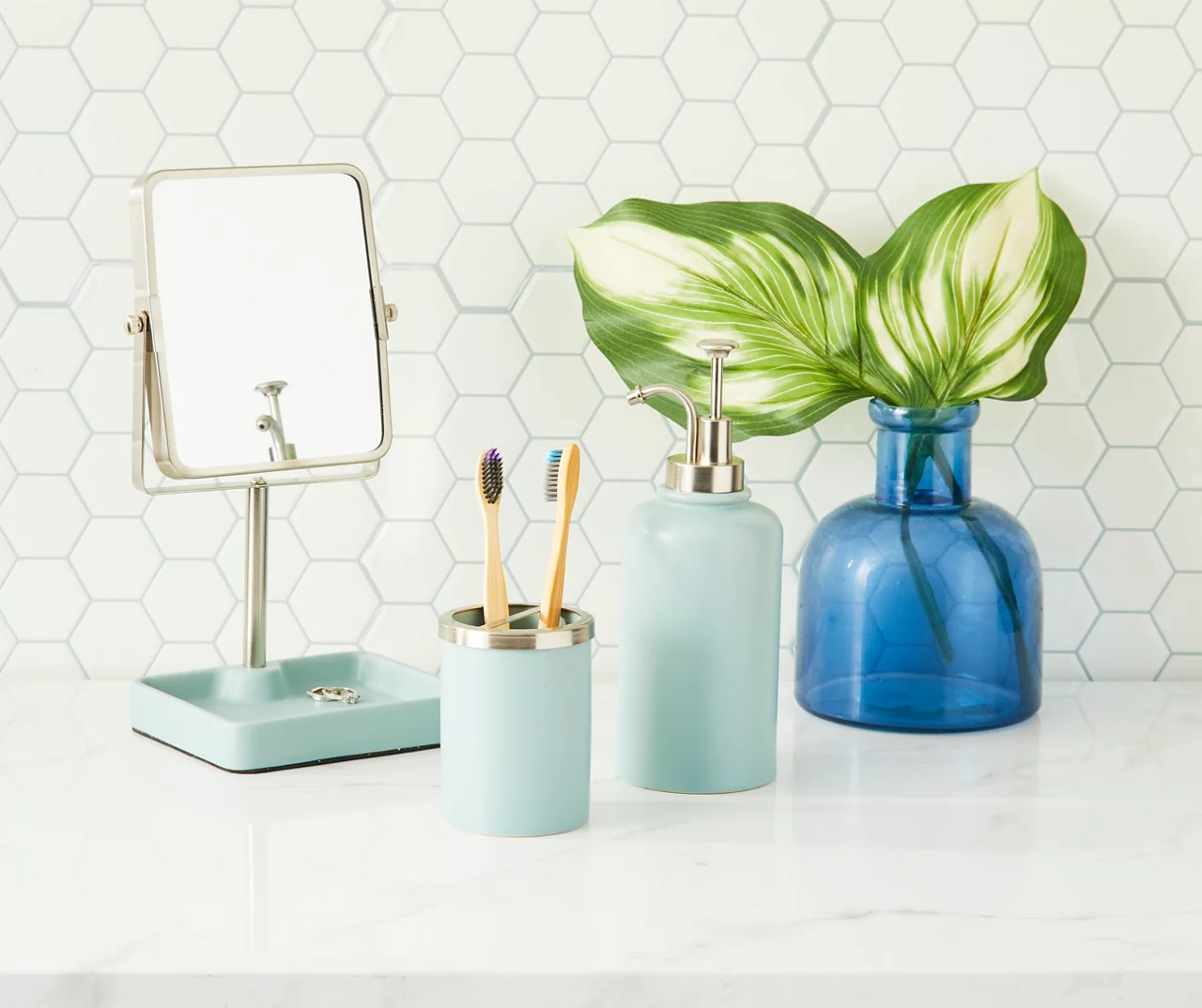 Slate Blue Glaze Square Tray Mirror - Image 2