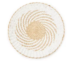 White Round Woven Swirl Wall Decor