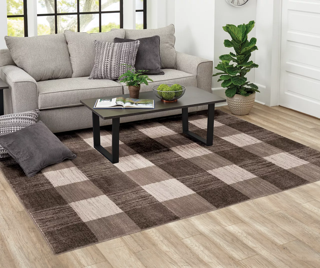 Broyhill Regina Brown & Greige Checkerboard Area Rug - Image 2