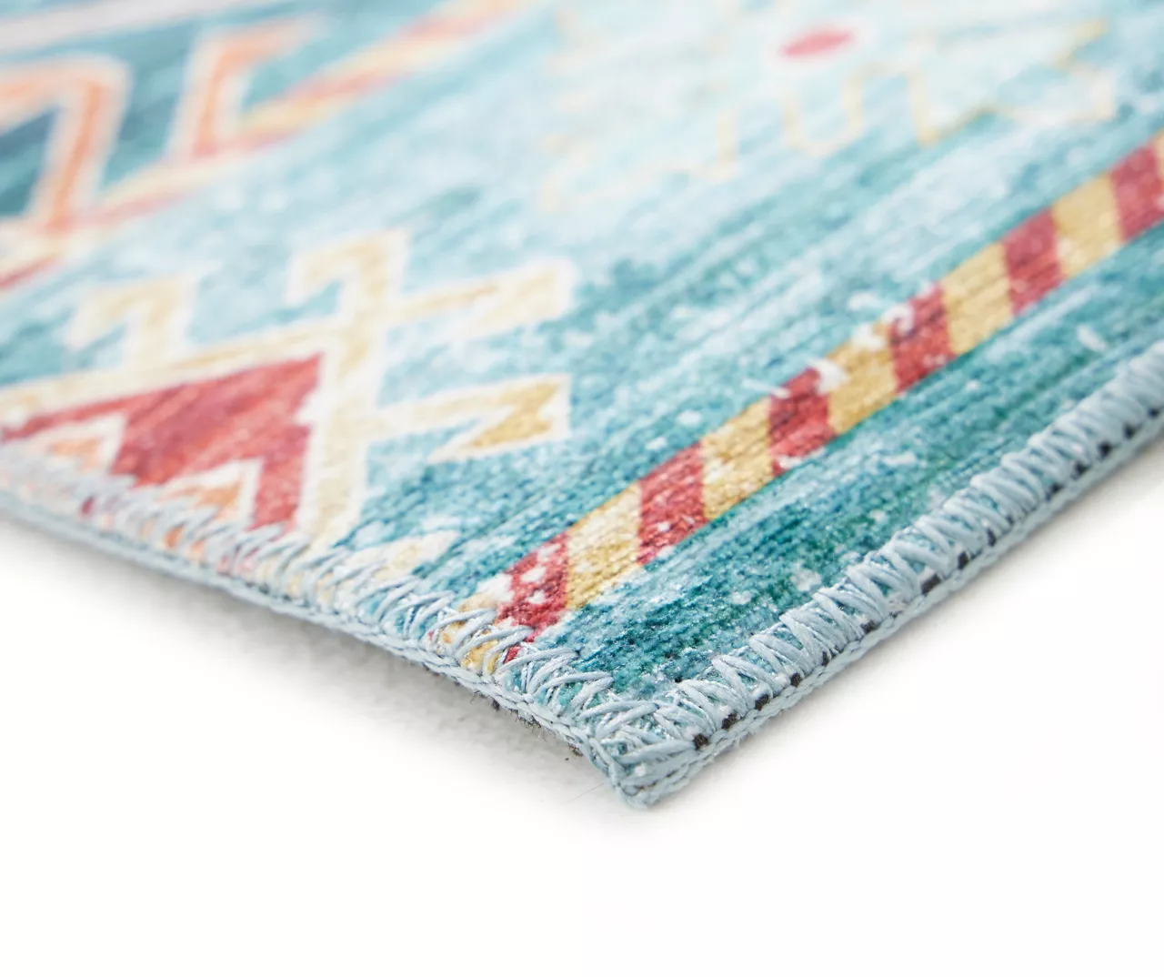 Caden Green & Orange Geometric Floral Runner Rug, (2' X 7') - Image 2