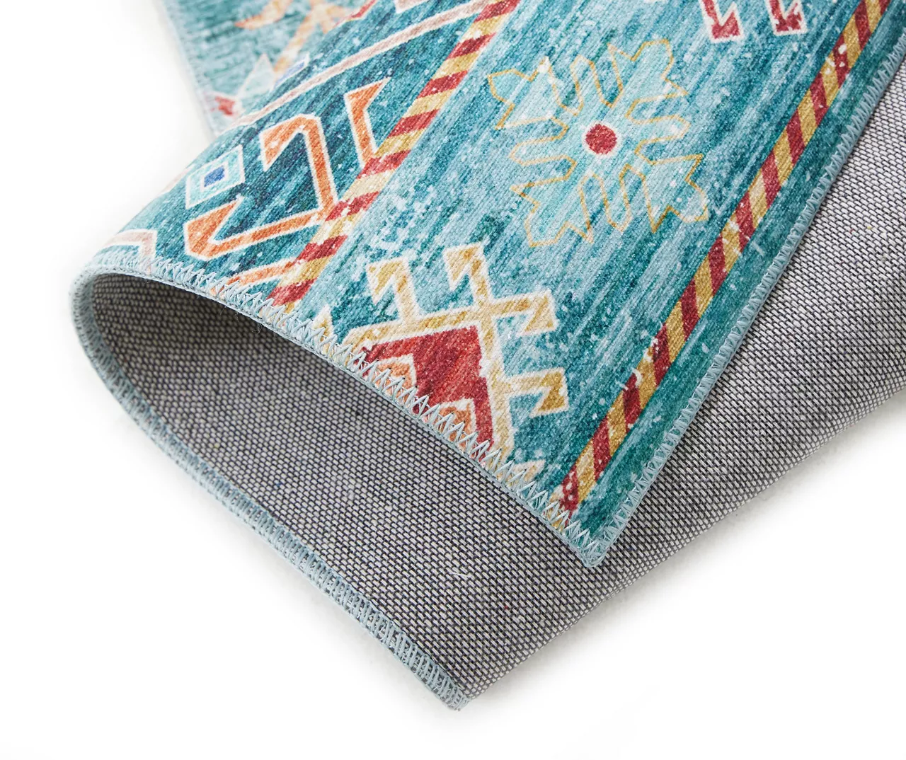 Caden Green & Orange Geometric Floral Runner Rug, (2' X 7') - Image 3