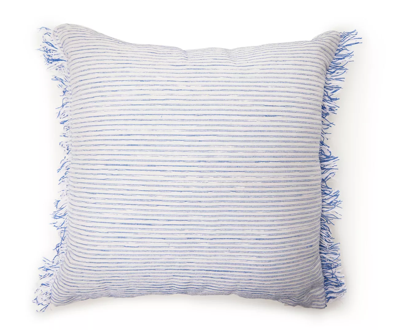 Blue Textured Stripe Square Throw Pillow