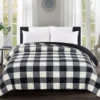 Broyhill Black & White Buffalo Plaid Faux Fur Comforter
