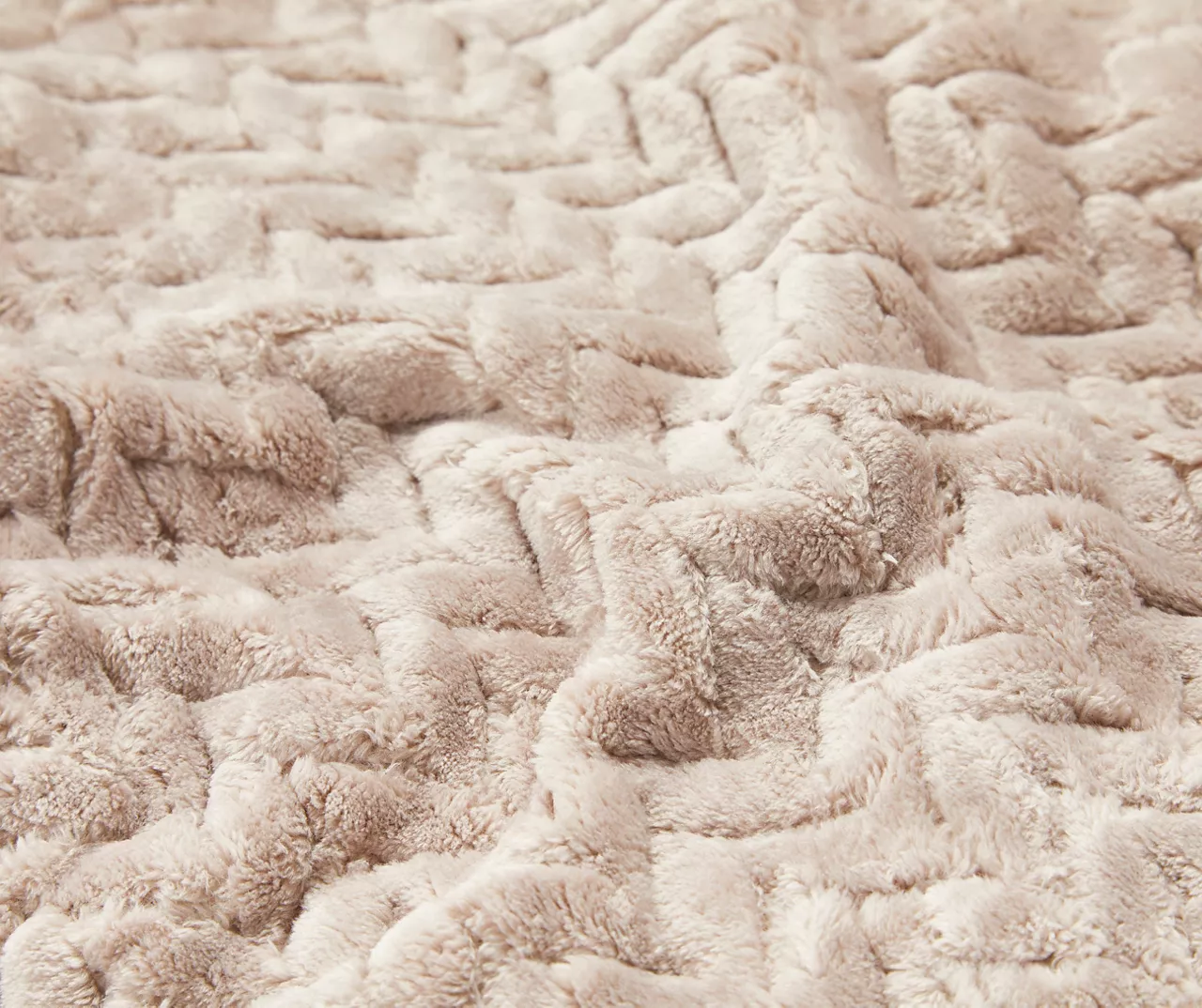 Tan Chevron Embossed Velvet King Blanket - Image 3