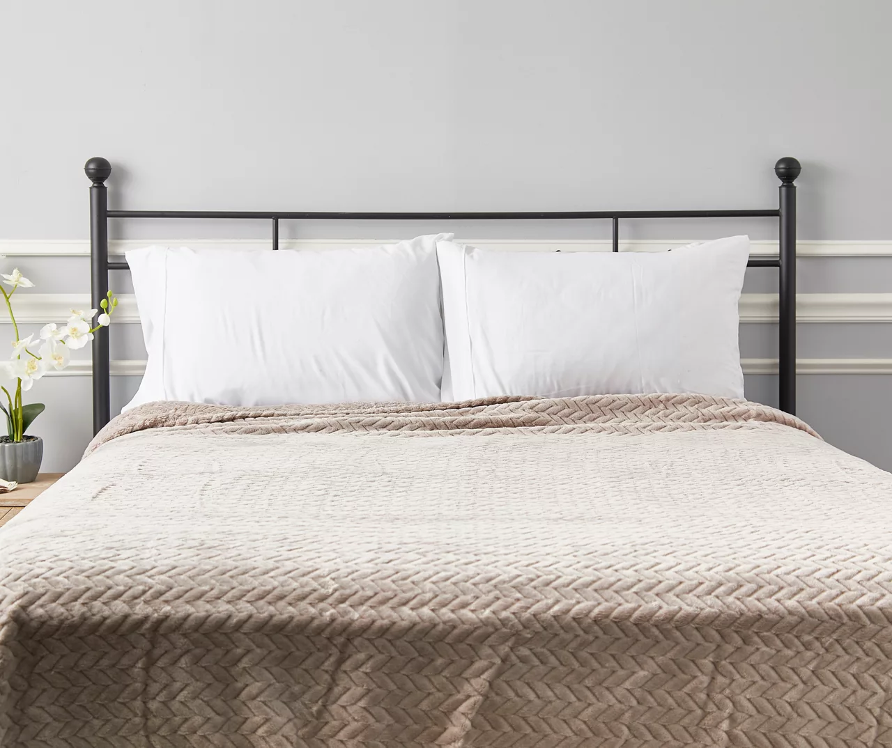 Tan Chevron Embossed Velvet King Blanket - Image 5