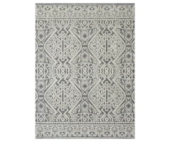 Aschot Gray Medallion Area Rug, (5' X 7')