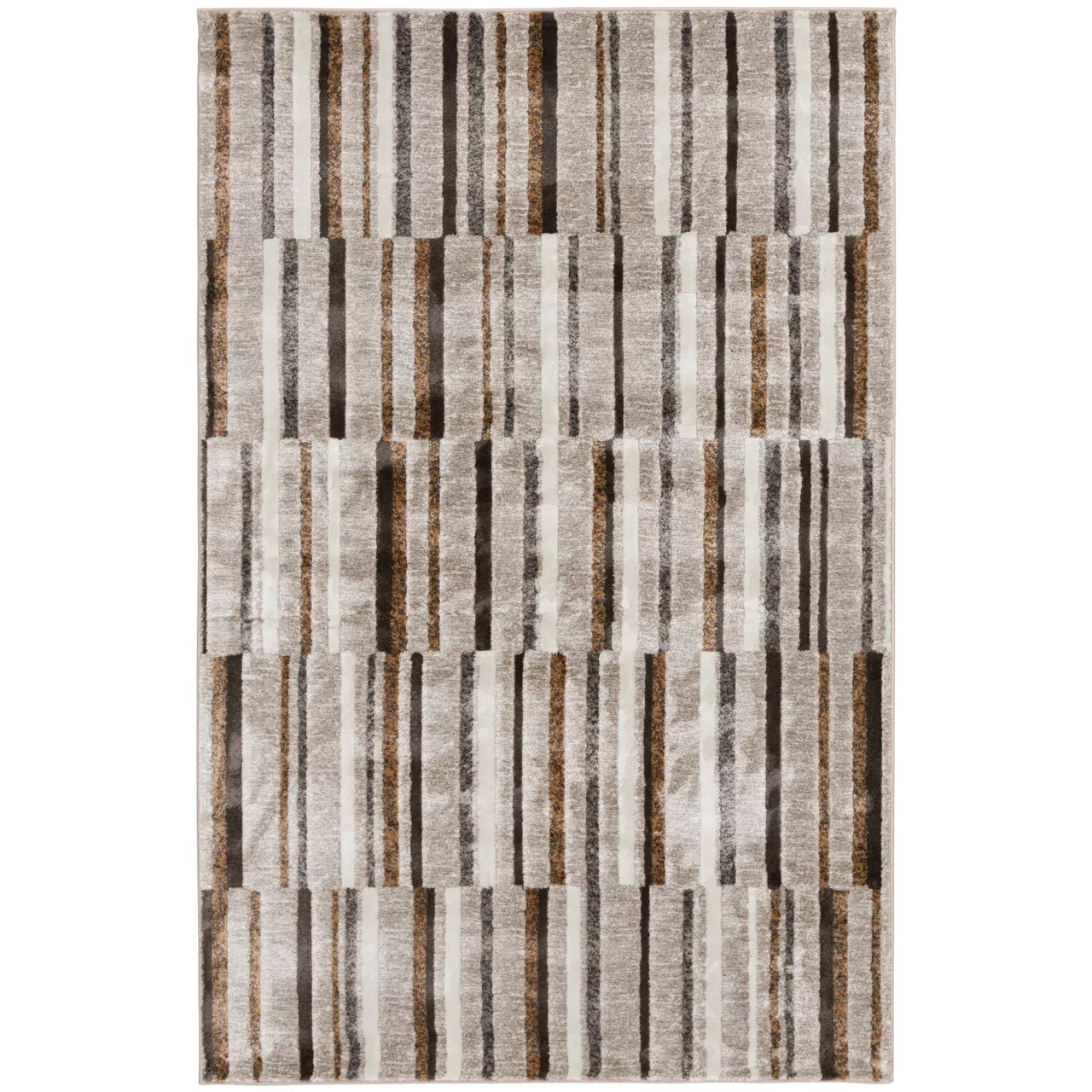 Bay Village Greige & Putty Block Stripe Area Rug, (5' X 7')