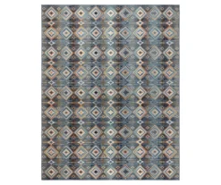 Karok Blue & Yellow Geometric Outdoor Area Rug, (6' X 9')