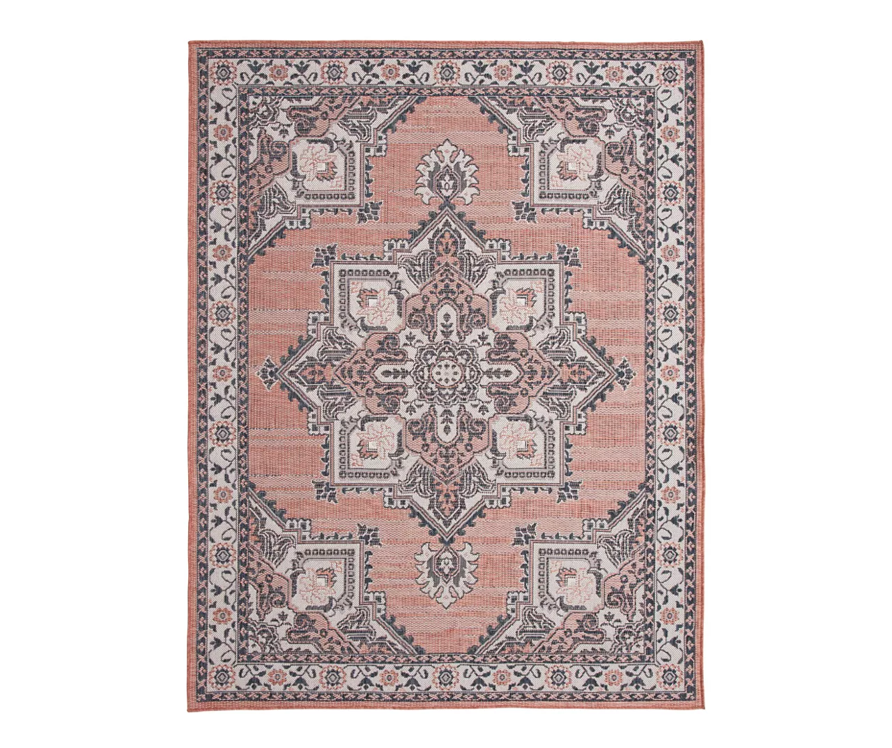 Broyhill Braiden Orange & Navy Floral Medallion Outdoor Area Rug