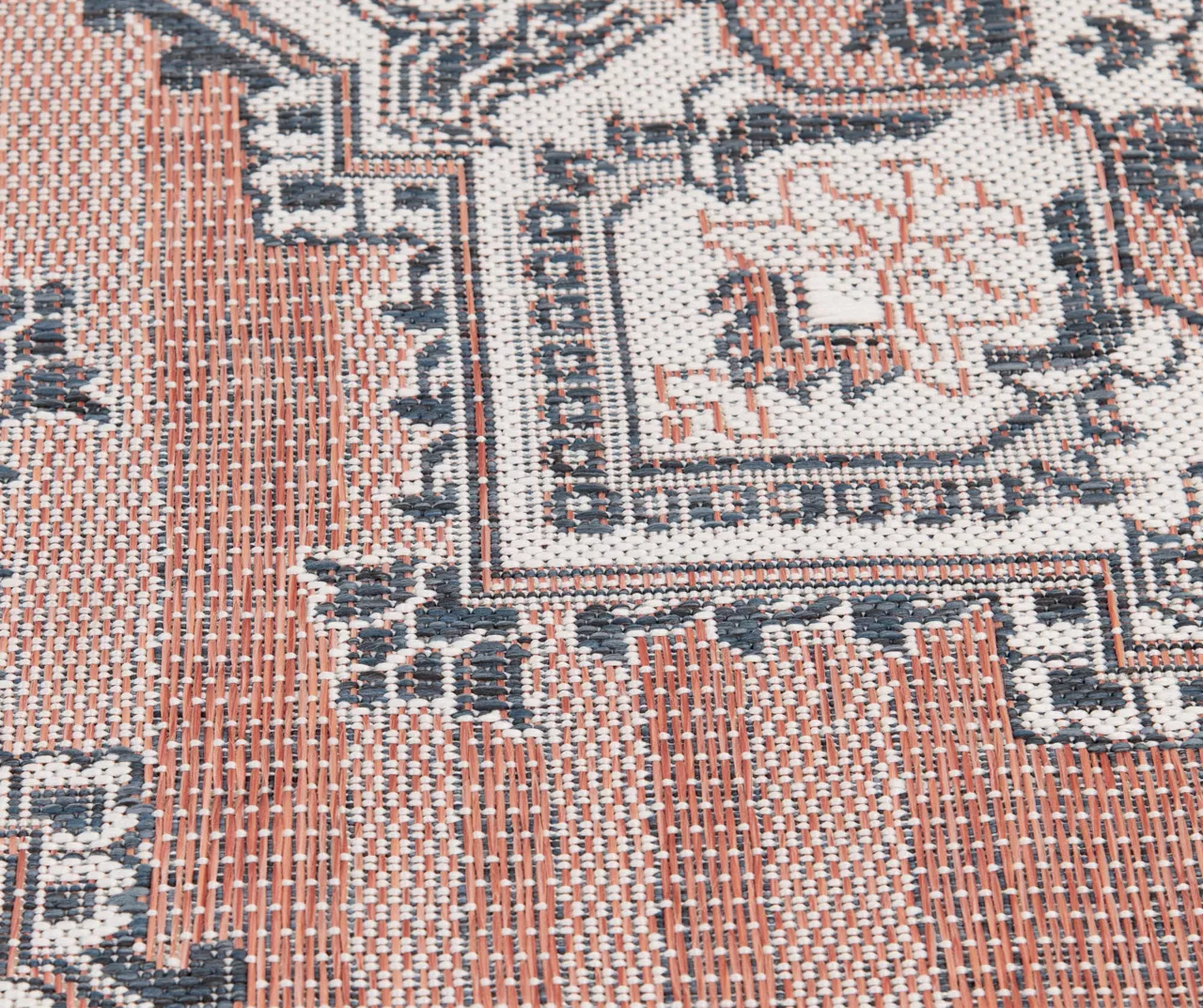 Broyhill Braiden Orange & Navy Floral Medallion Outdoor Area Rug - Image 5