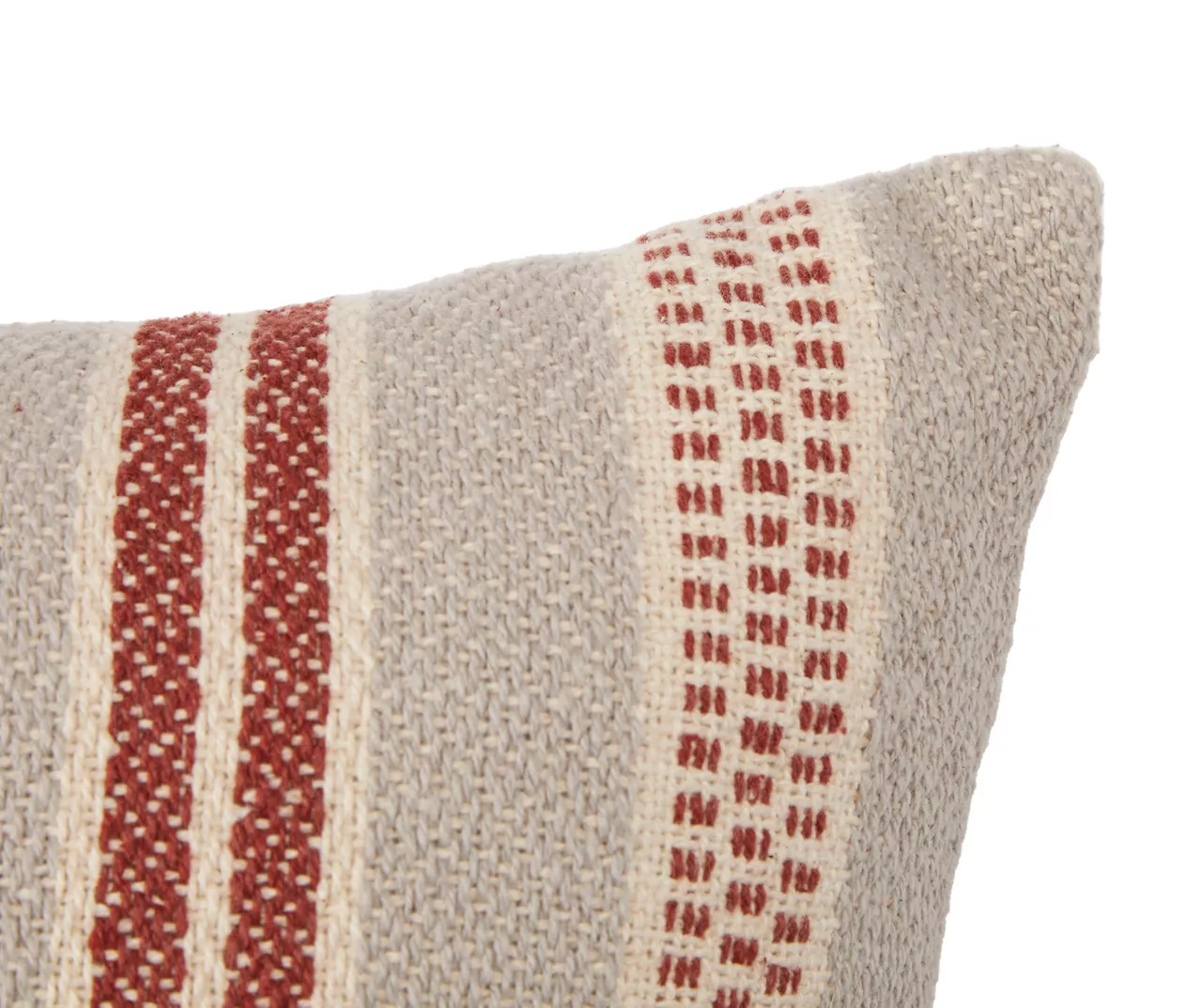 Gray & Red Stripe Throw Pillow - Image 3