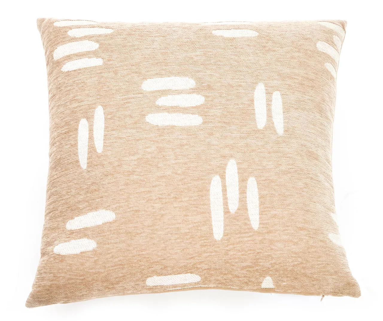 New Beginnings Travertine & White Hash Mark Chenille Square Throw Pillow