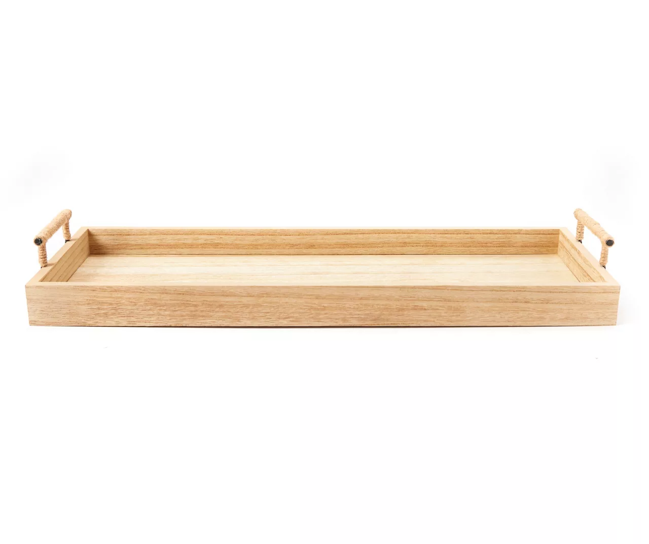 Light Brown Wood Tray With Metal Handles