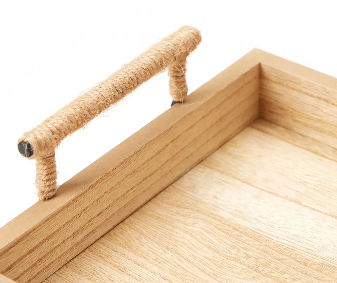 Light Brown Wood Tray With Metal Handles - Image 3