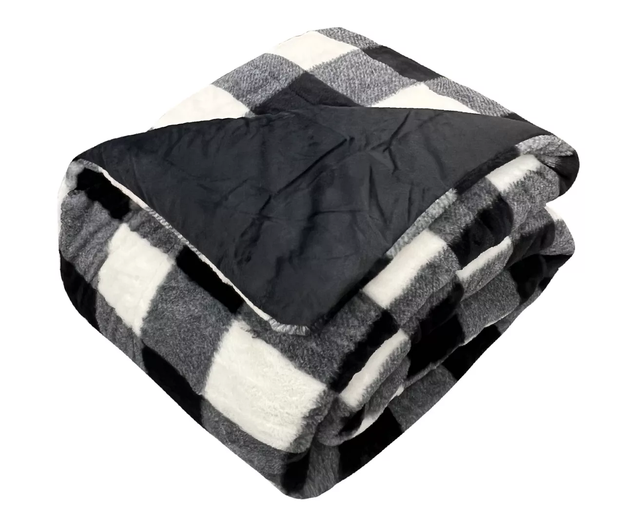 Black & White Buffalo Check Faux Fur Full/Queen Comforter - Image 2