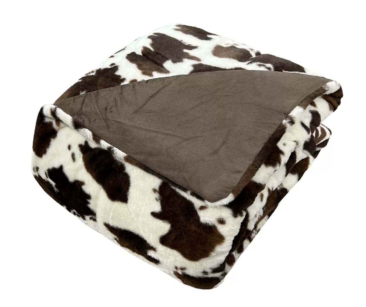 Cream & Brown Cow Print Faux Fur Full/Queen Comforter