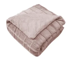 Pink Textured Grid Faux Fur Full/Queen Comforter