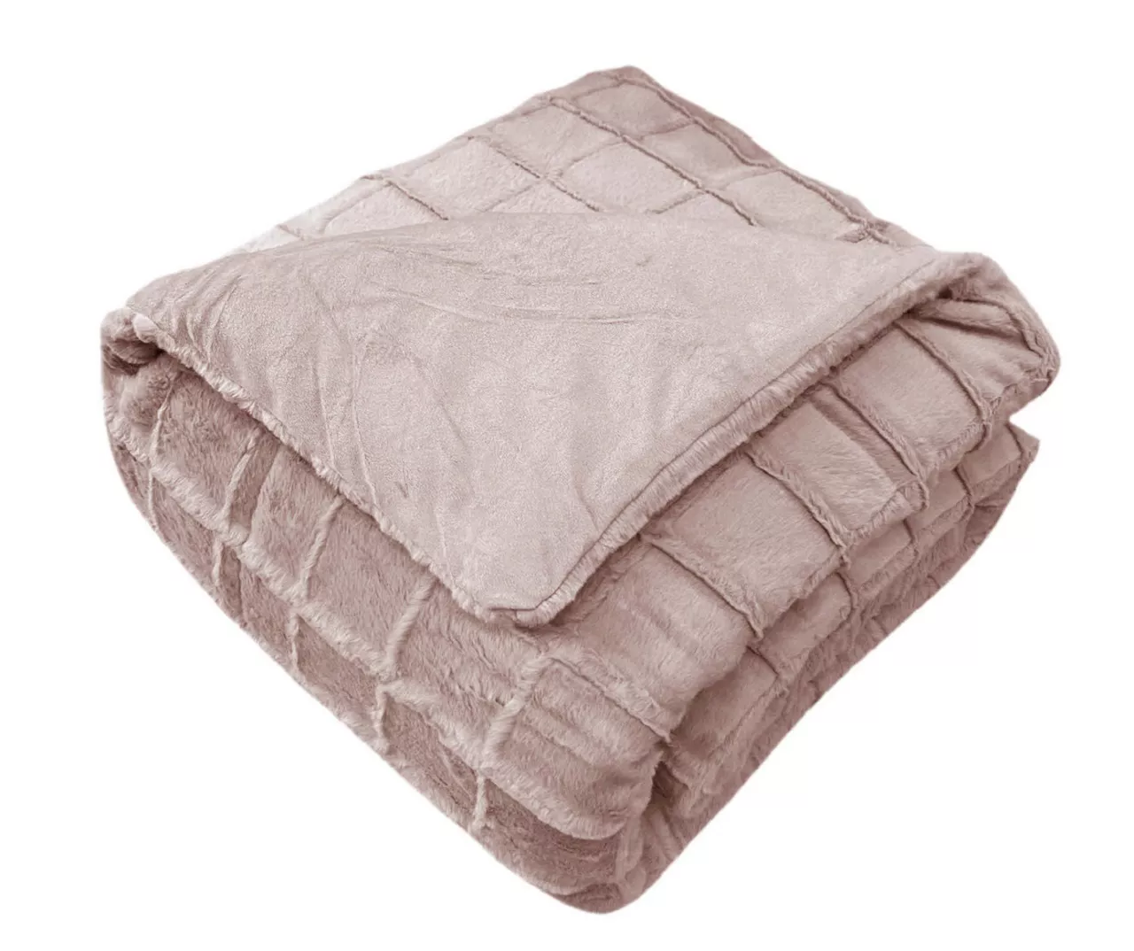Pink Textured Grid Faux Fur Full/Queen Comforter