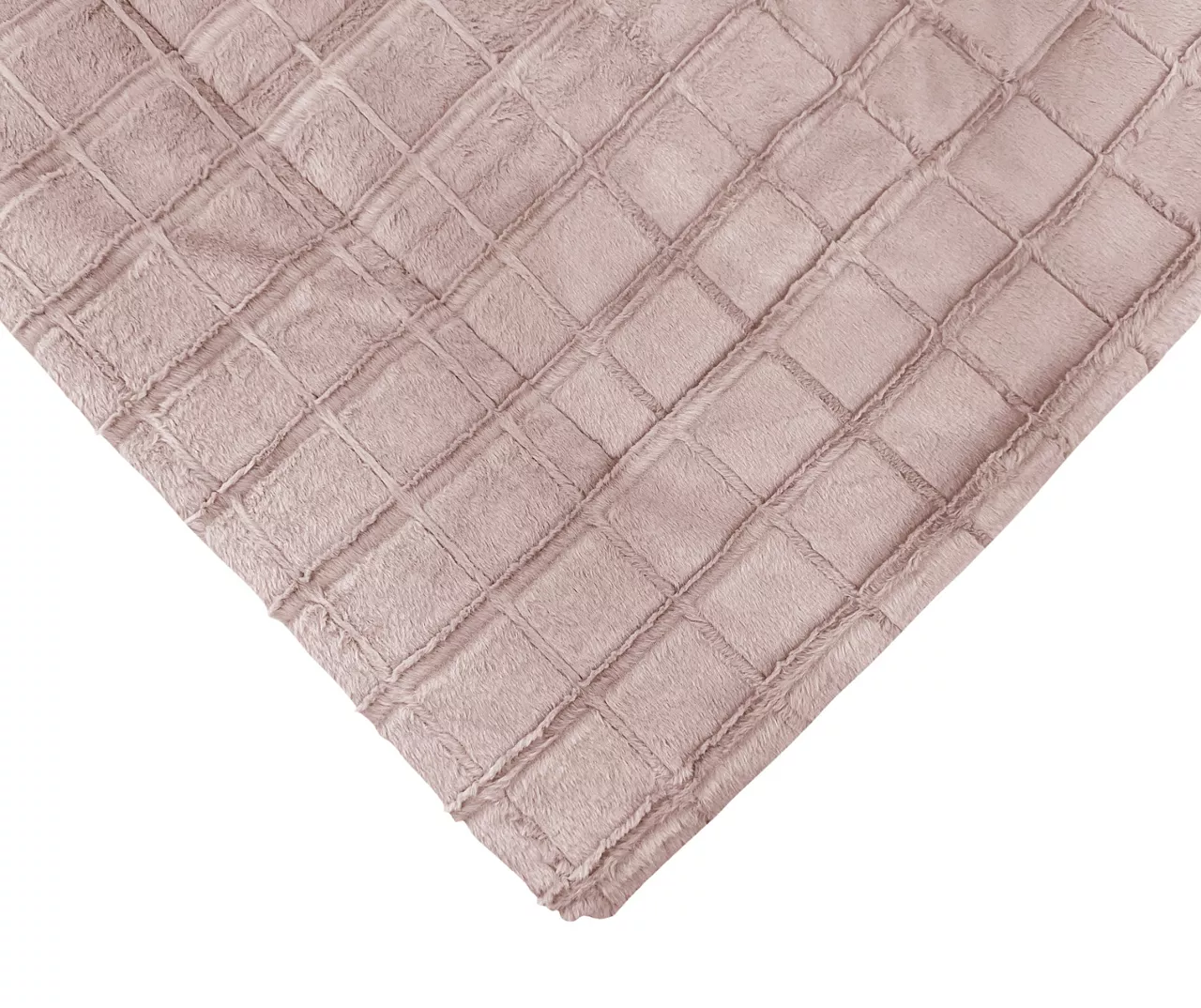 Pink Textured Grid Faux Fur Full/Queen Comforter - Image 3