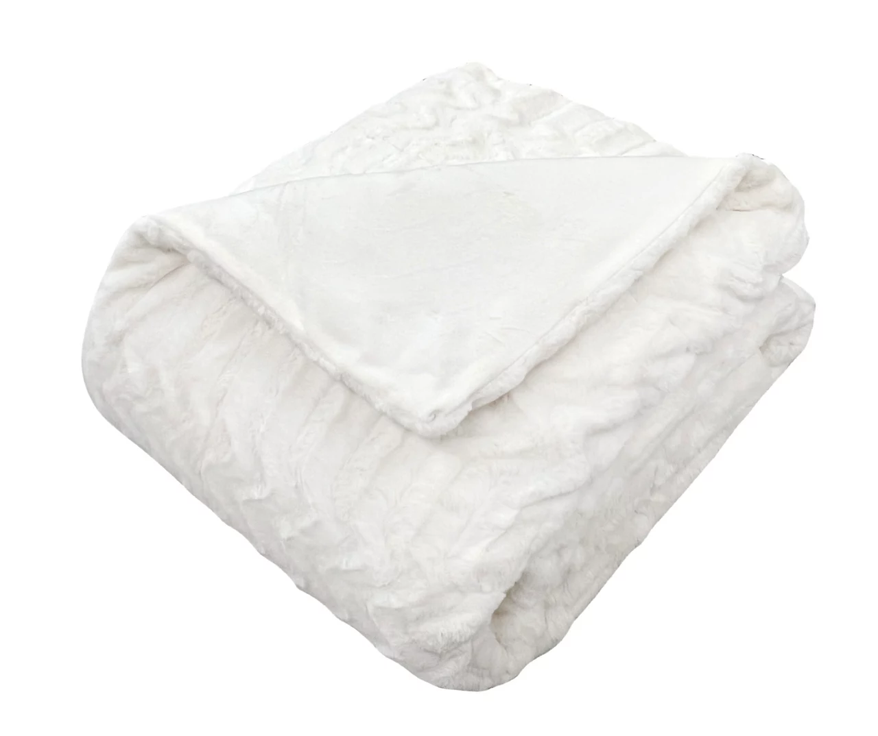 White Chevron Stripe Faux Fur Full/Queen Comforter - Image 4