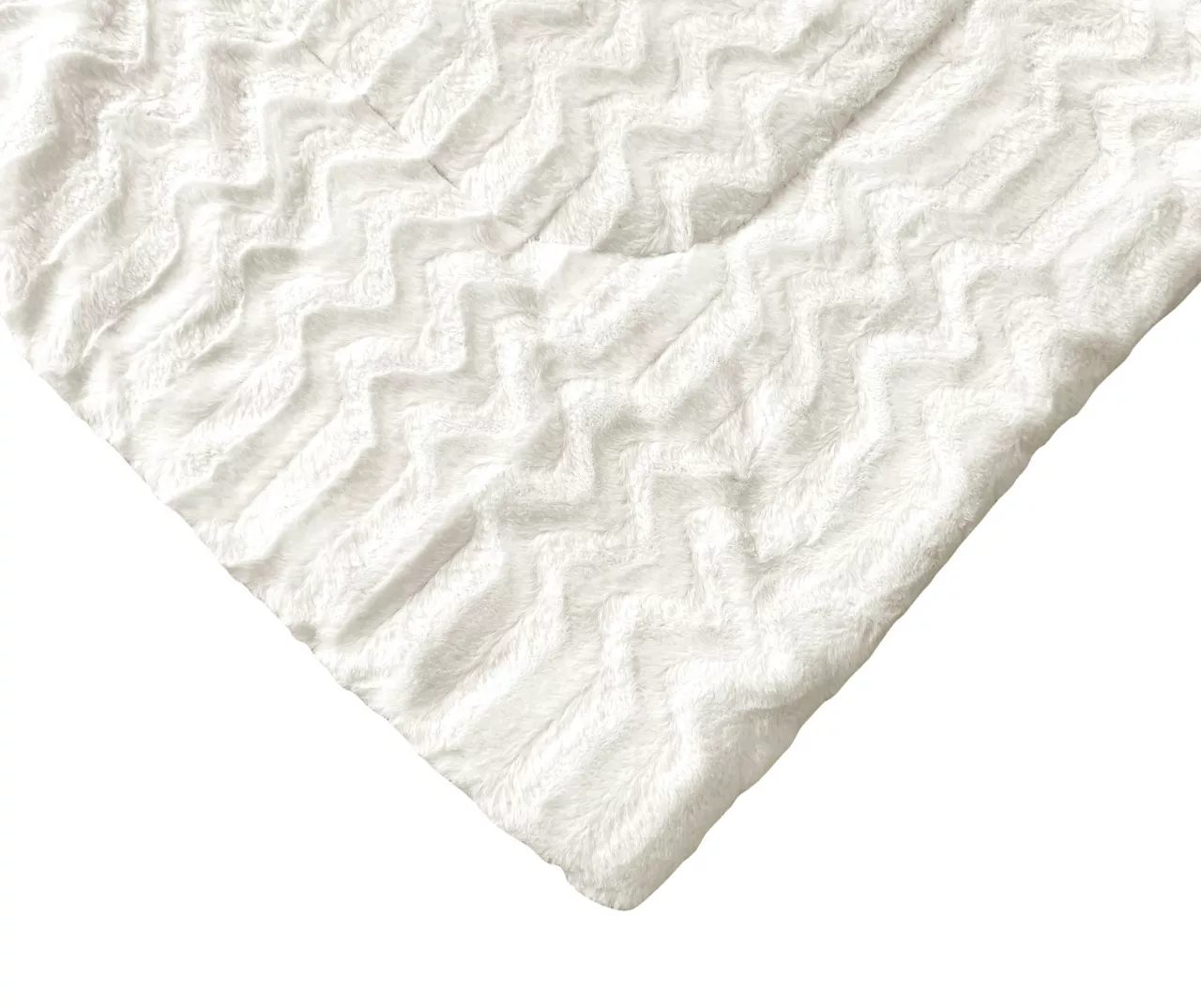 White Chevron Stripe Faux Fur Full/Queen Comforter - Image 5