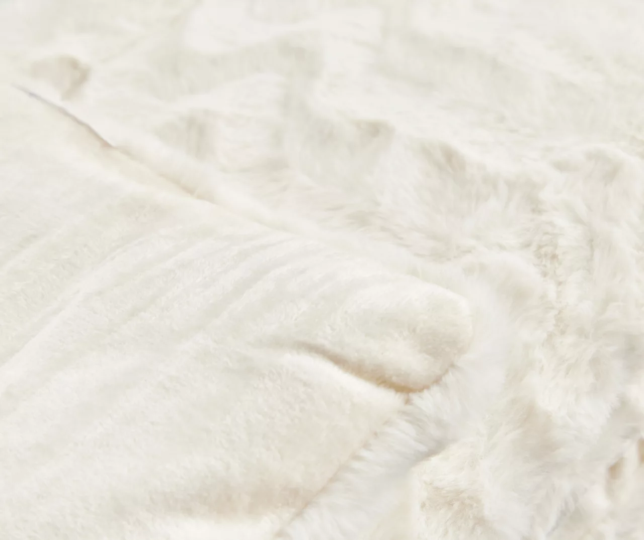 White Chevron Stripe Faux Fur Full/Queen Comforter