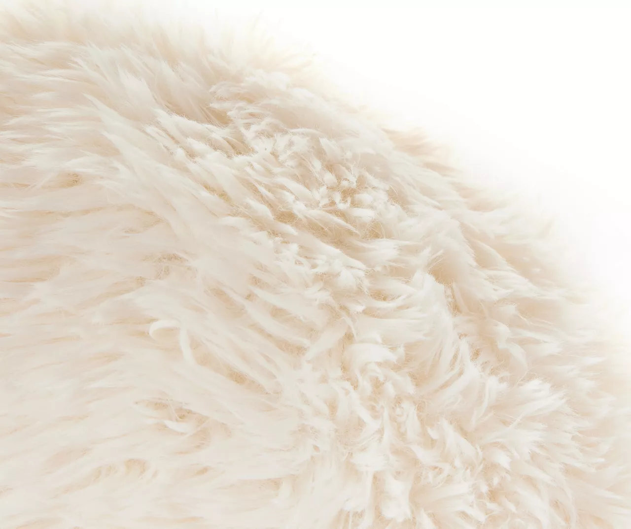 Cream Faux Fur Round Throw Pillow - Image 2